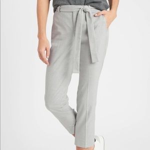Worn twice! Avery Herringbone Tie-waist Tailored Ankle Pant